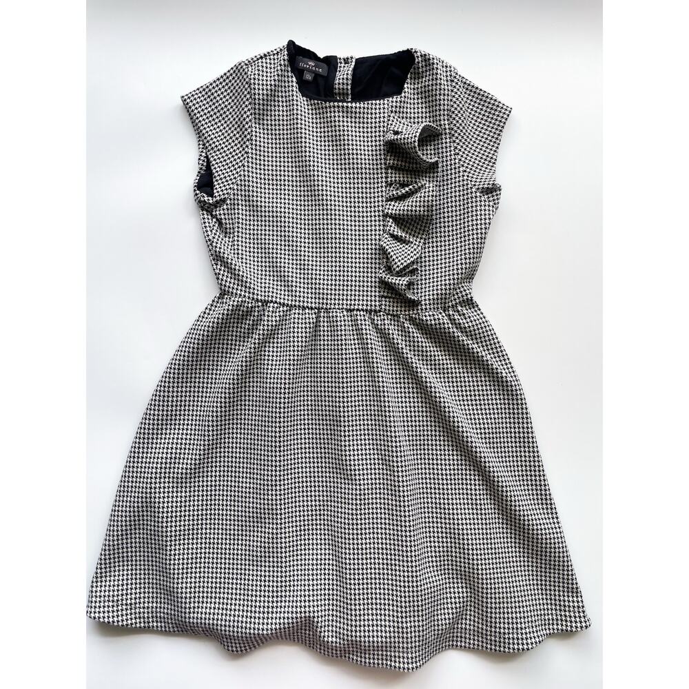 Girl's Floriane of France Black and White Houndstooth Fit & Flare Dress Size 12